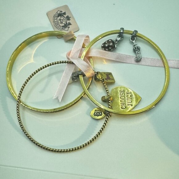 Juicy Couture Vintage Y2K NEW Charms Bangles Bracelets 3 Gold Silver Heart Dog - Picture 3 of 15